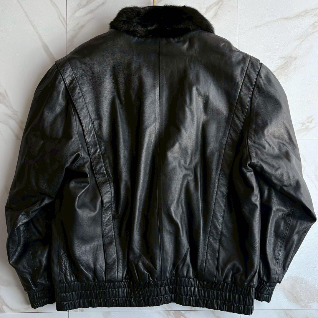 激レア◆ミンク×レザー ジャケット 本革 金ボタン 4Lサイズ リバーシブル