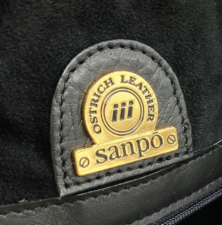 美品 大型 オーストリッチ本革 ボストンバッグ ゴールド金具 ブラック 2way