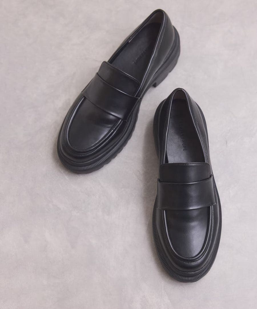 アダムエロペ 晴雨兼用ベーシックローファー/撥水 ブラック 23.5