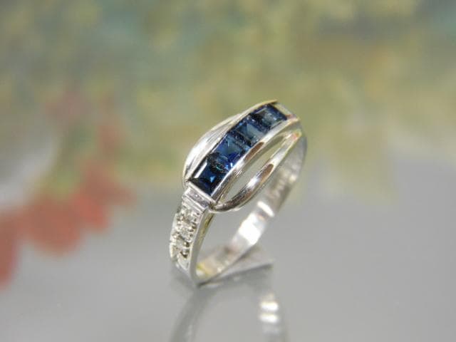 Pt900 サファイア1.02 メレ0.04 リング 14号　訳有
