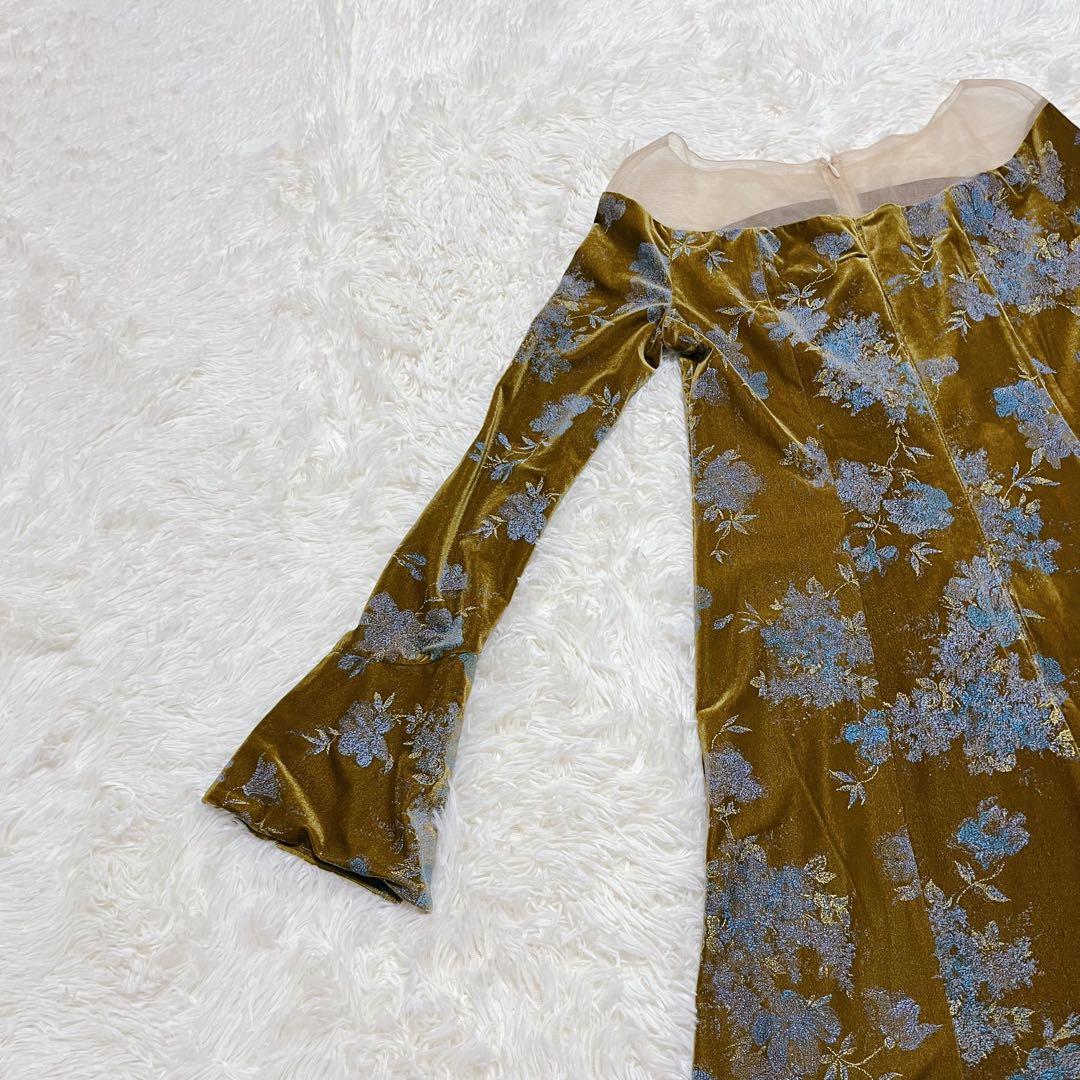 ワンピース ameri vintage FLOWER PRINT VELOUR DRESS