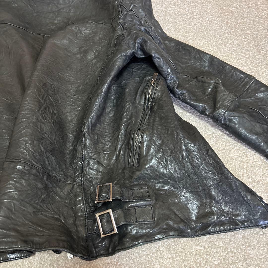 レザーダブルライダースジャケット　上野商会　Luva Tram 羊革　シワ加工