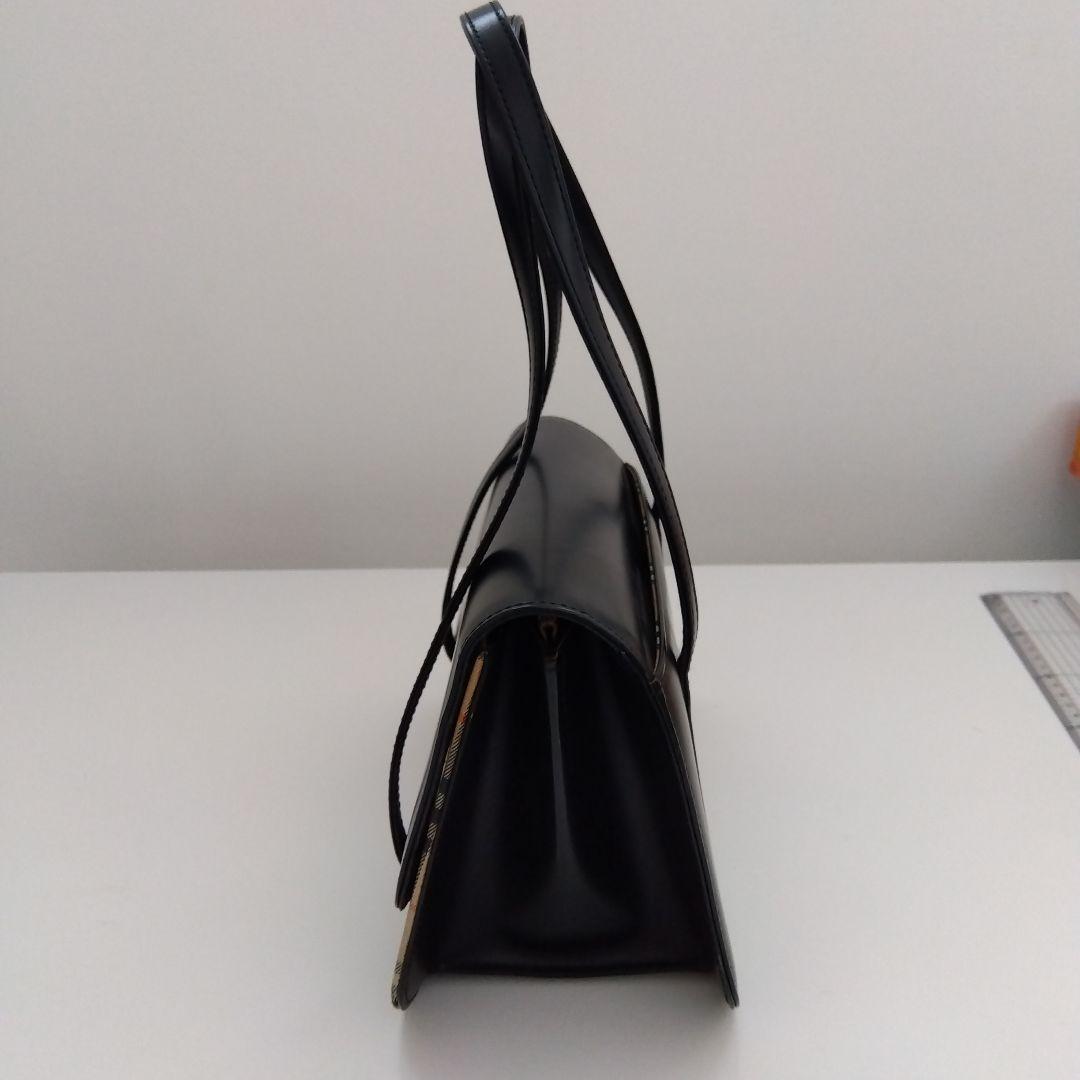 Burberry ハンドバッグ ブラック/ベージュ チェック柄　幅23cm