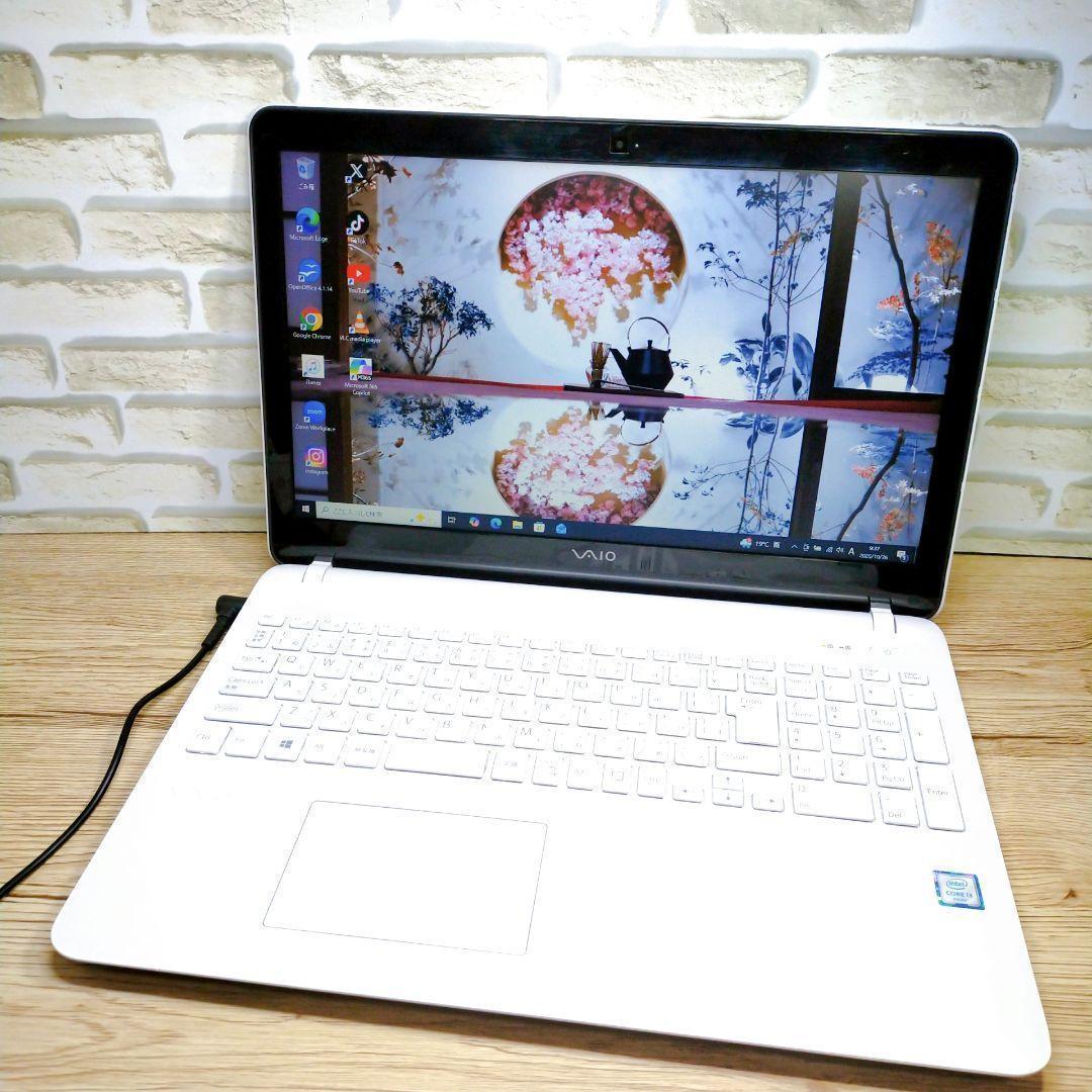届いたらすぐに使える♪薄型VAIOノートパソコン♪カメラ☆動画視聴にDVD付き