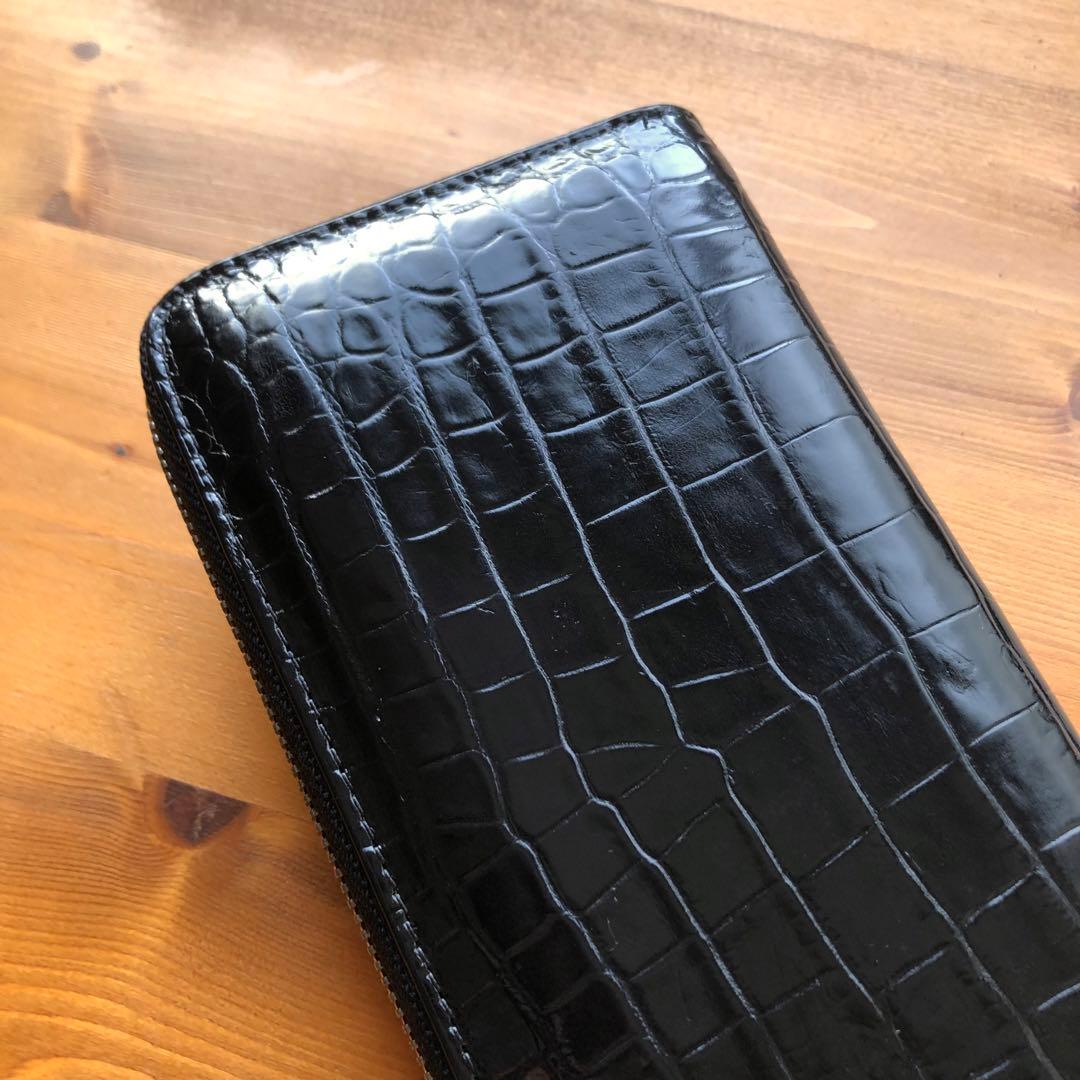 【クロコ1枚革】クロコダイル 長財布 サイフ メンズ ワニ革 レザー