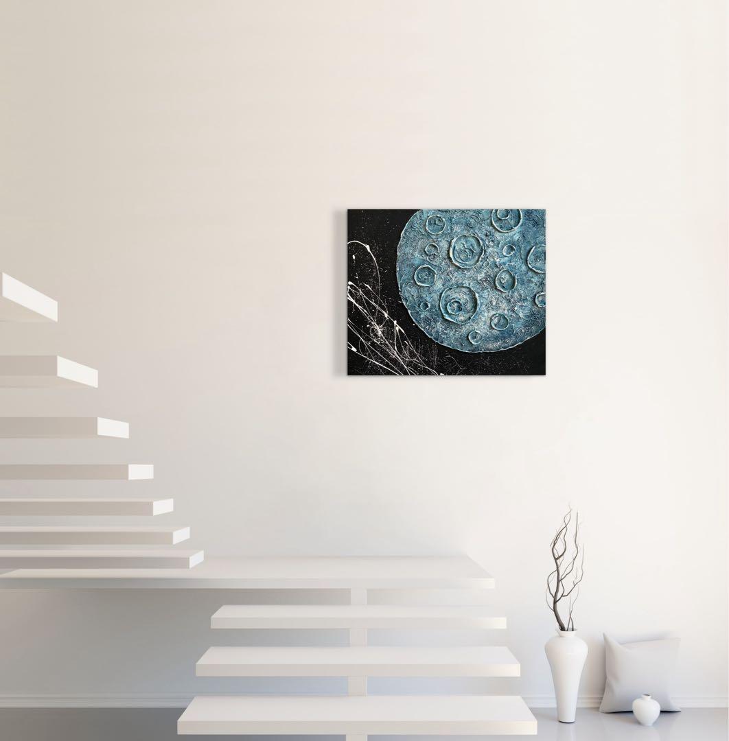 現代アート　45.5×38㎝　月　モダン　アートパネル　インテリア　抽象画