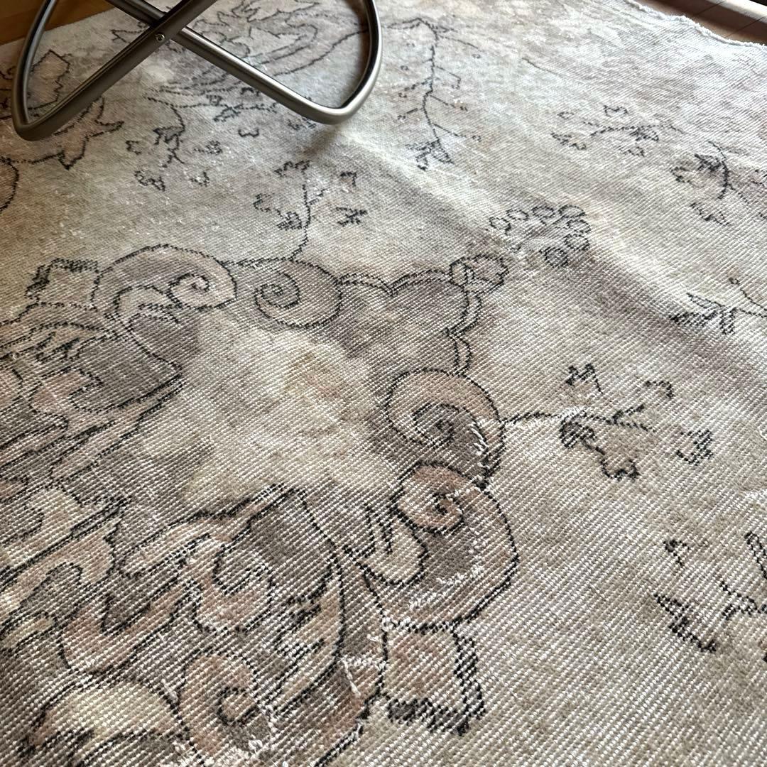 大判160×257 擦れシャビー　色むら　メダリオン　トルコヴィンテージラグ