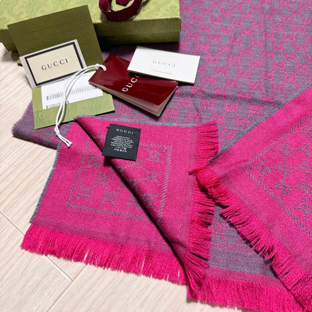 大判新品✨GUCCIマフラー❗️箱紙袋セット❗️グッチマフラー　レディース