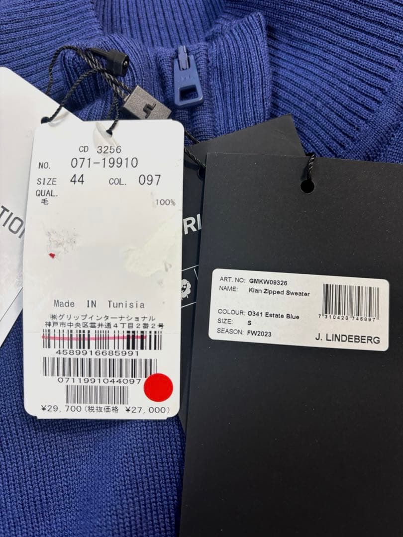 ★新品 J.LINDEBERG ゴルフセーター モックネック ハーフジップアップ