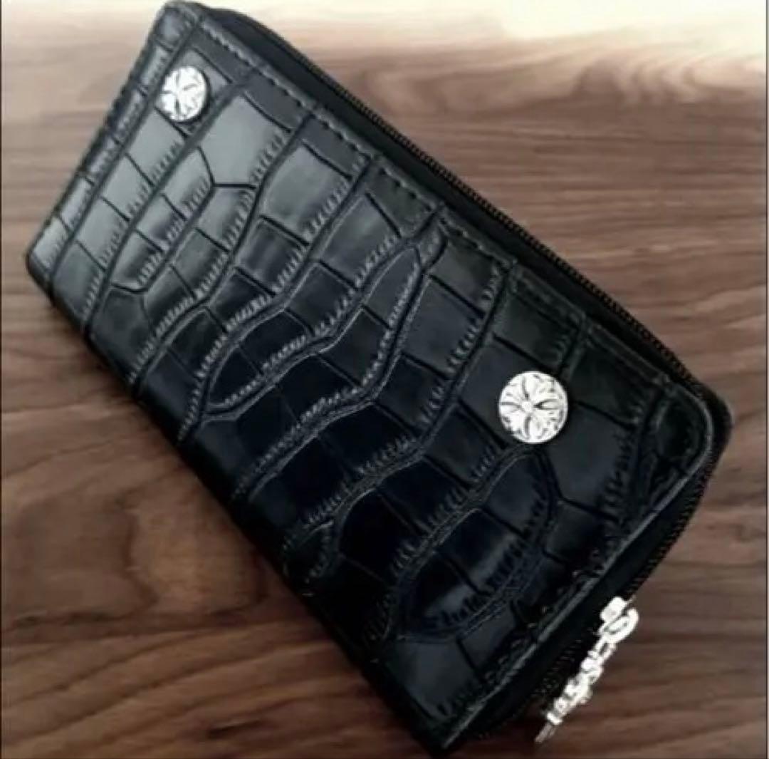 黒 クロコダイル風 長財布