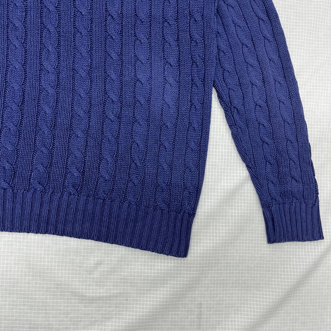 【極上シルクリネン】ポロラルフローレン ケーブルニット 紫紺 XLT 身幅76