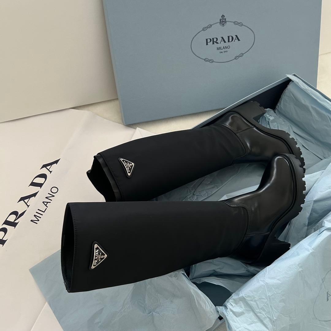PRADA プラダ　ロゴレザー　Re-Nylon リナイロン　ブーツ　新品未使用