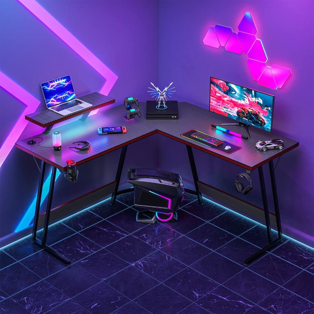 L字型コーナーデスク モニター台付き