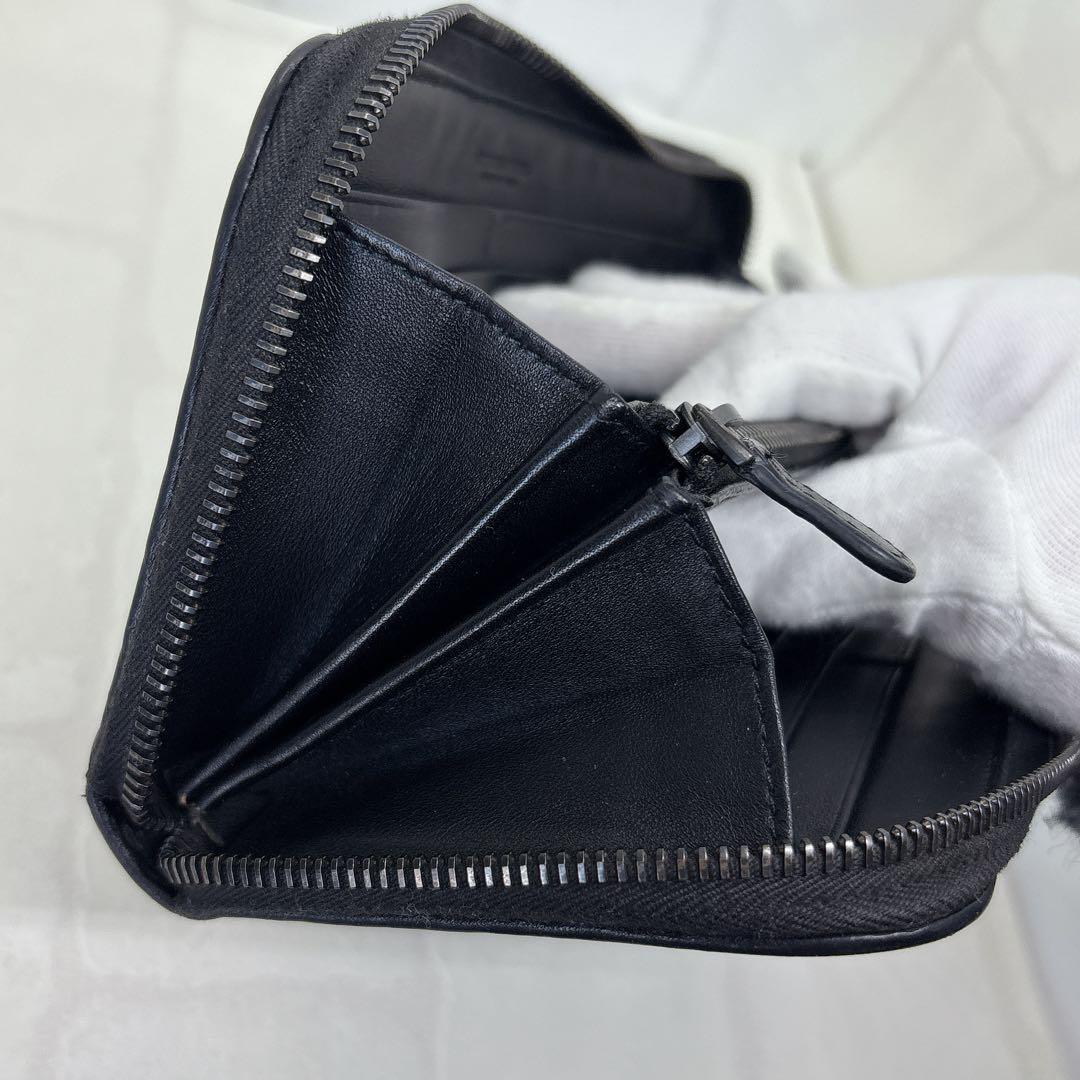 美品✨ボッテガヴェネタ イントレチャート 編み込み レザー 長財布 羊革 黒