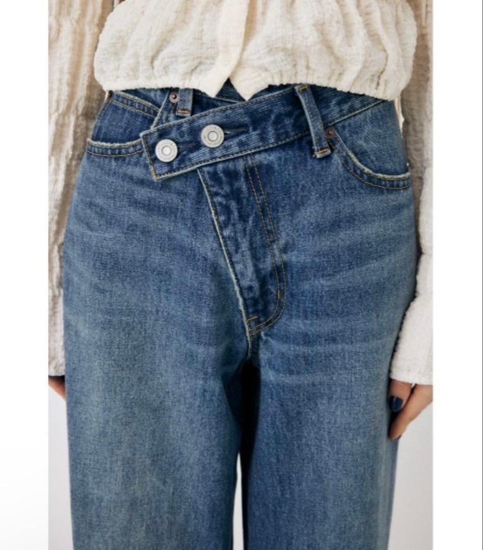 あ*ん様 MOUSSY クロスウエストワイドストレート　デニム