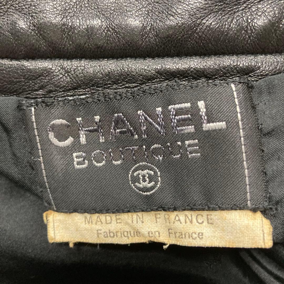 フランス製ヴィンテージ CHANEL BOUTIQUE シャネル レザースカート
