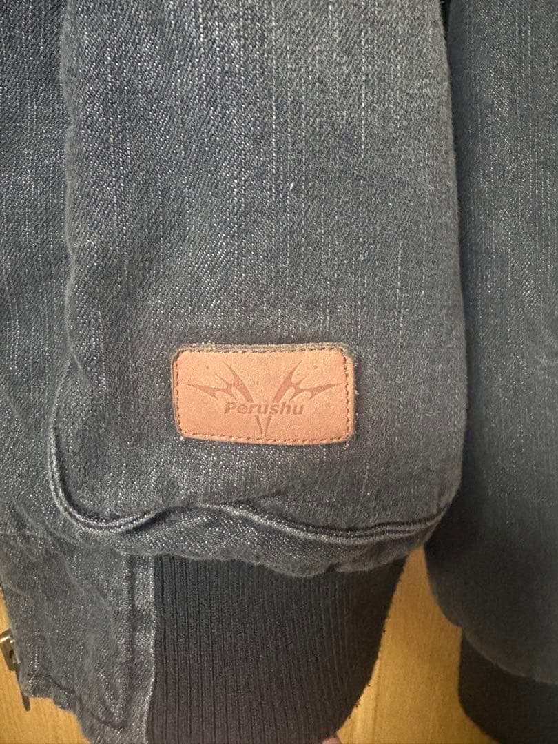 【Perushu】 ヴィンテージライクデニムフードファーブルゾン