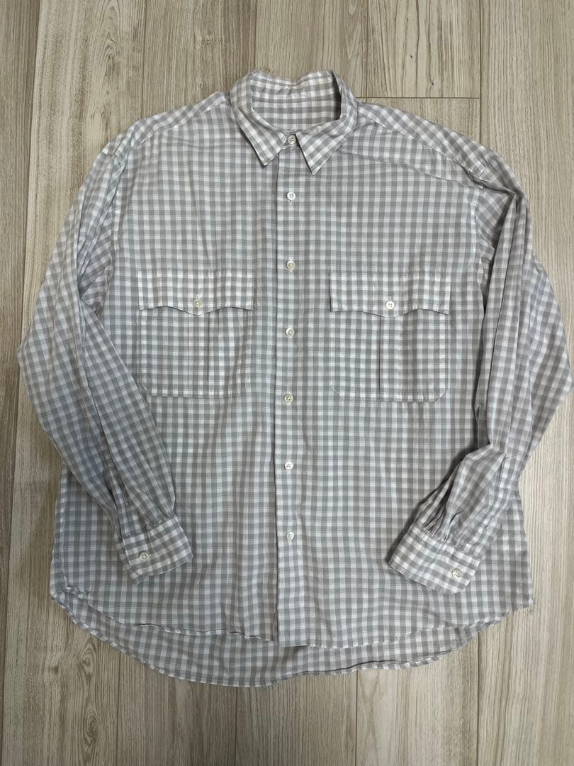 Porter Classic ロールアップシャツ　グレー　ギンガム　 M
