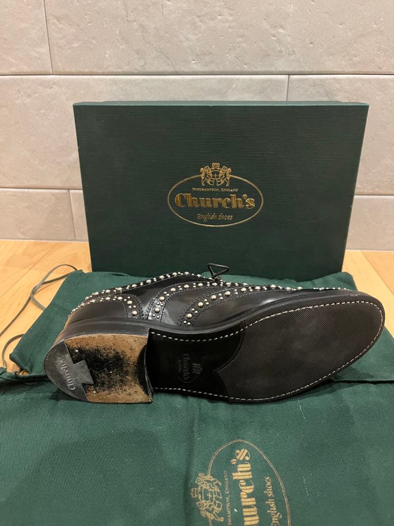 美品 Church's バーウッド スタッズ ブラック 35.5 約22.5㎝