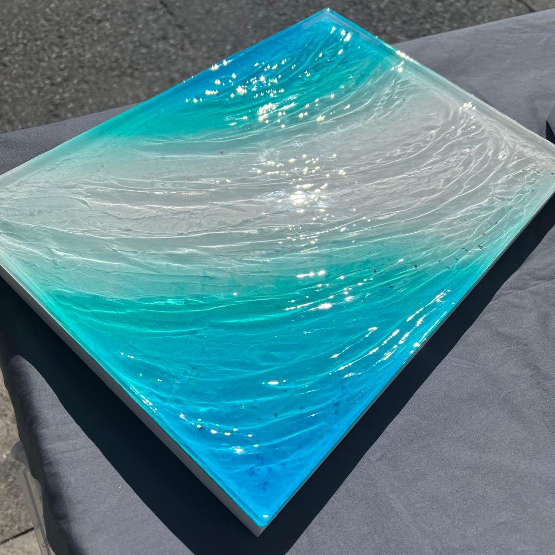 【レジンアート】波紋アート／Ｂ４パネル／オーシャンアート／枠なし