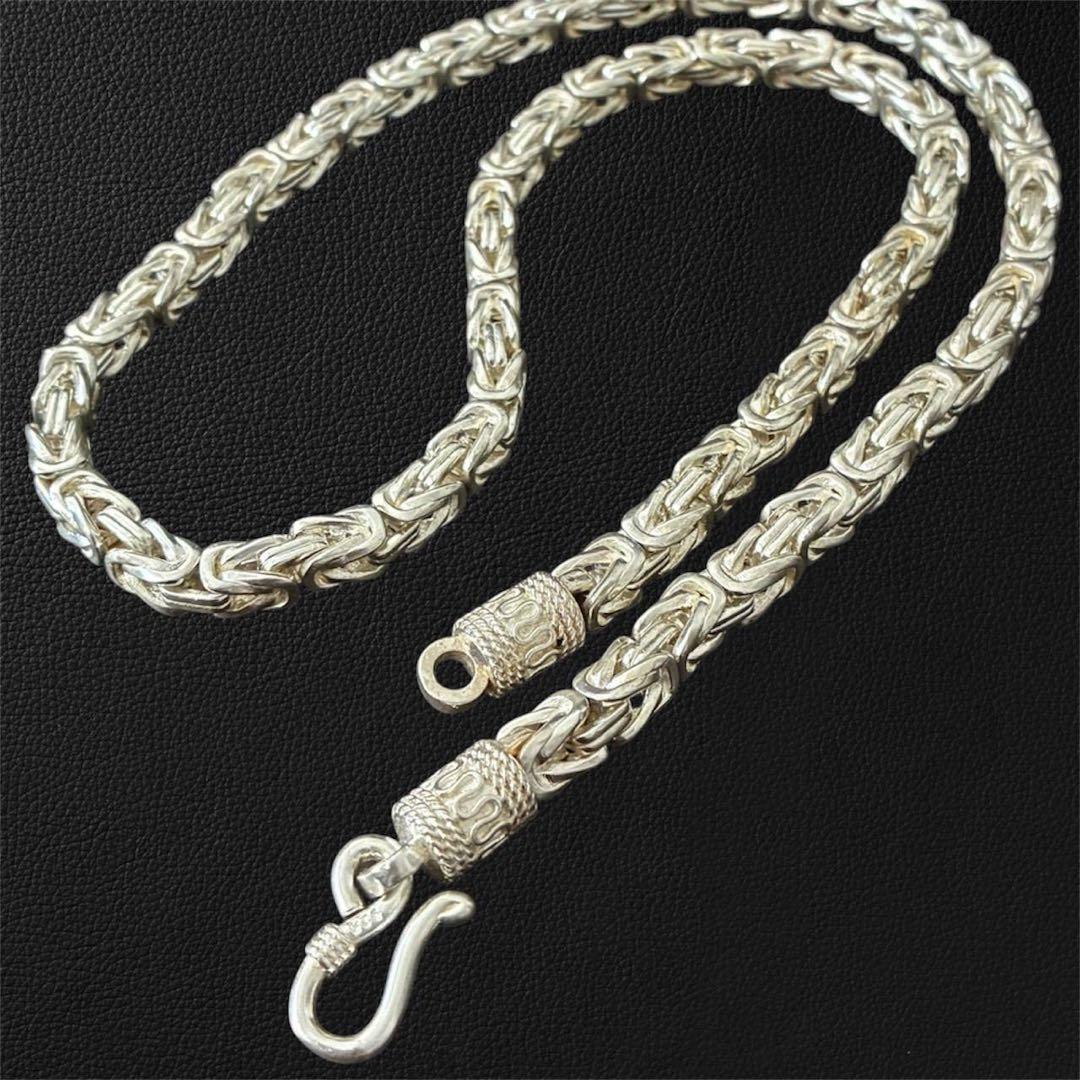 S925刻印 タイシルバー ドラゴンボーンチェーン 編み込み ネックレス 重厚感