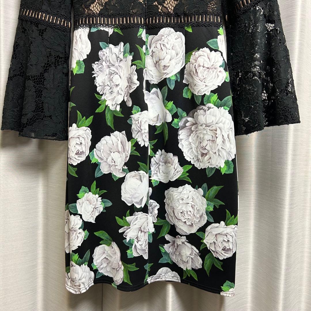 Tadashi shoji ワンピース　レース　花柄　ブラック