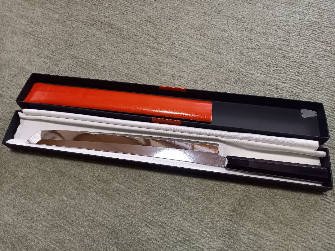 あ*ん様 コアレス　ダマスカス　先丸　柳刃　包丁　黒檀柄　尺一　330