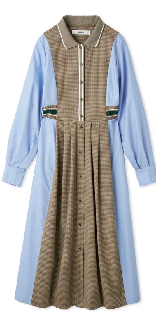 【fur fur新品】リブコンビシャツワンピース