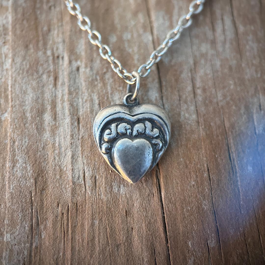 スウィートハートジュエリー　40s WW2　シルバー　ハート渦巻き　SWIRL