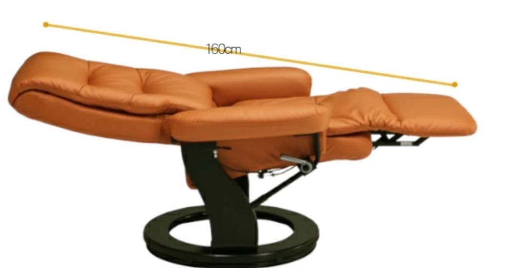 リクライニング一人ソファー フットレスト付ブラウン茶色オットマンパーソナルチェア