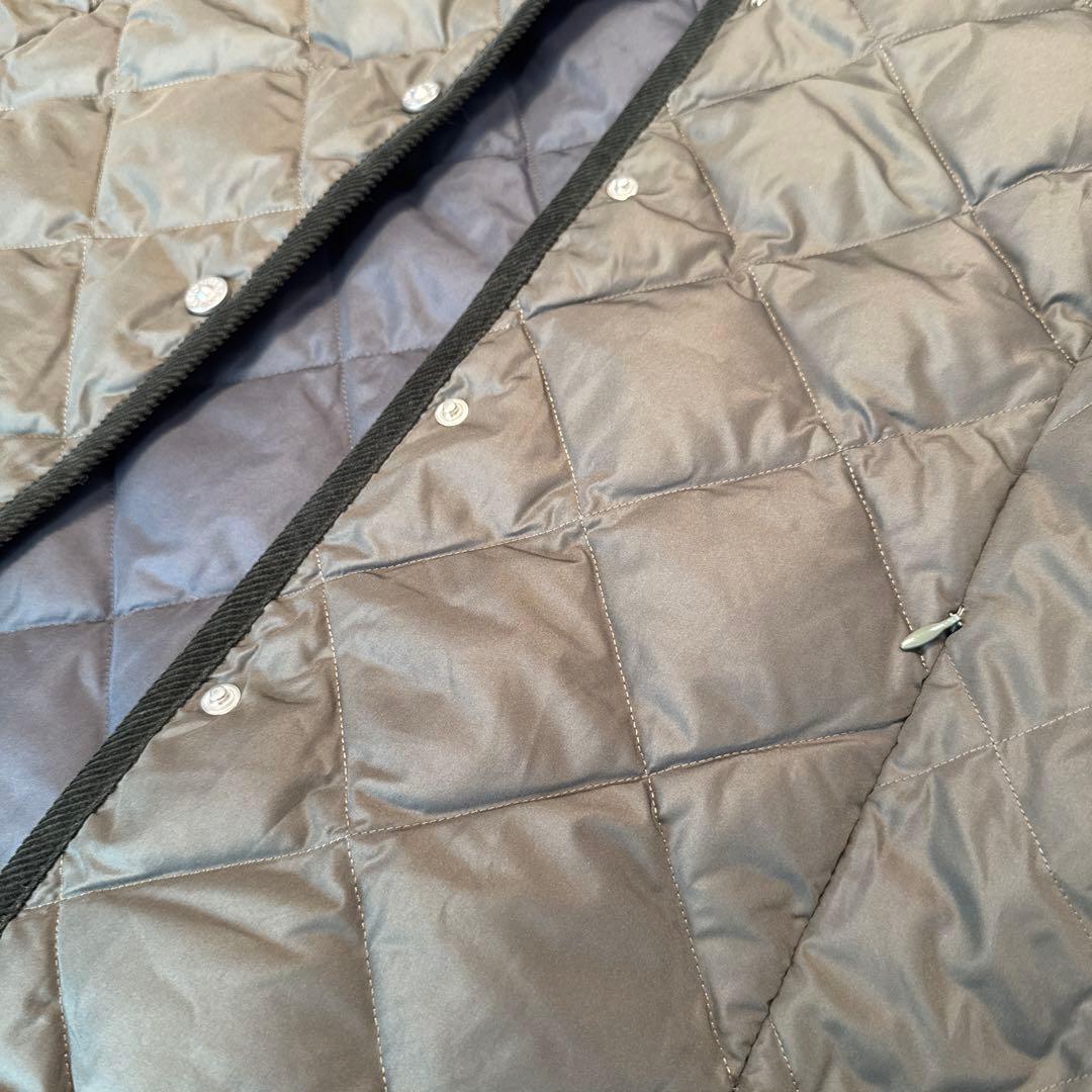 TAIONシティライン パイピングフード ロングダウンコート S カーキ