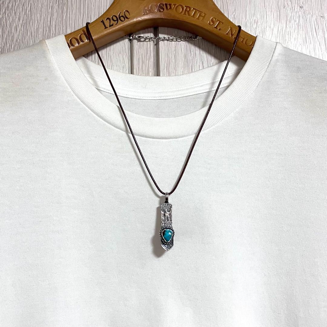 ロイストン　ターコイズ　ヴィンテージ　フェザー　シルバー　ネックレス