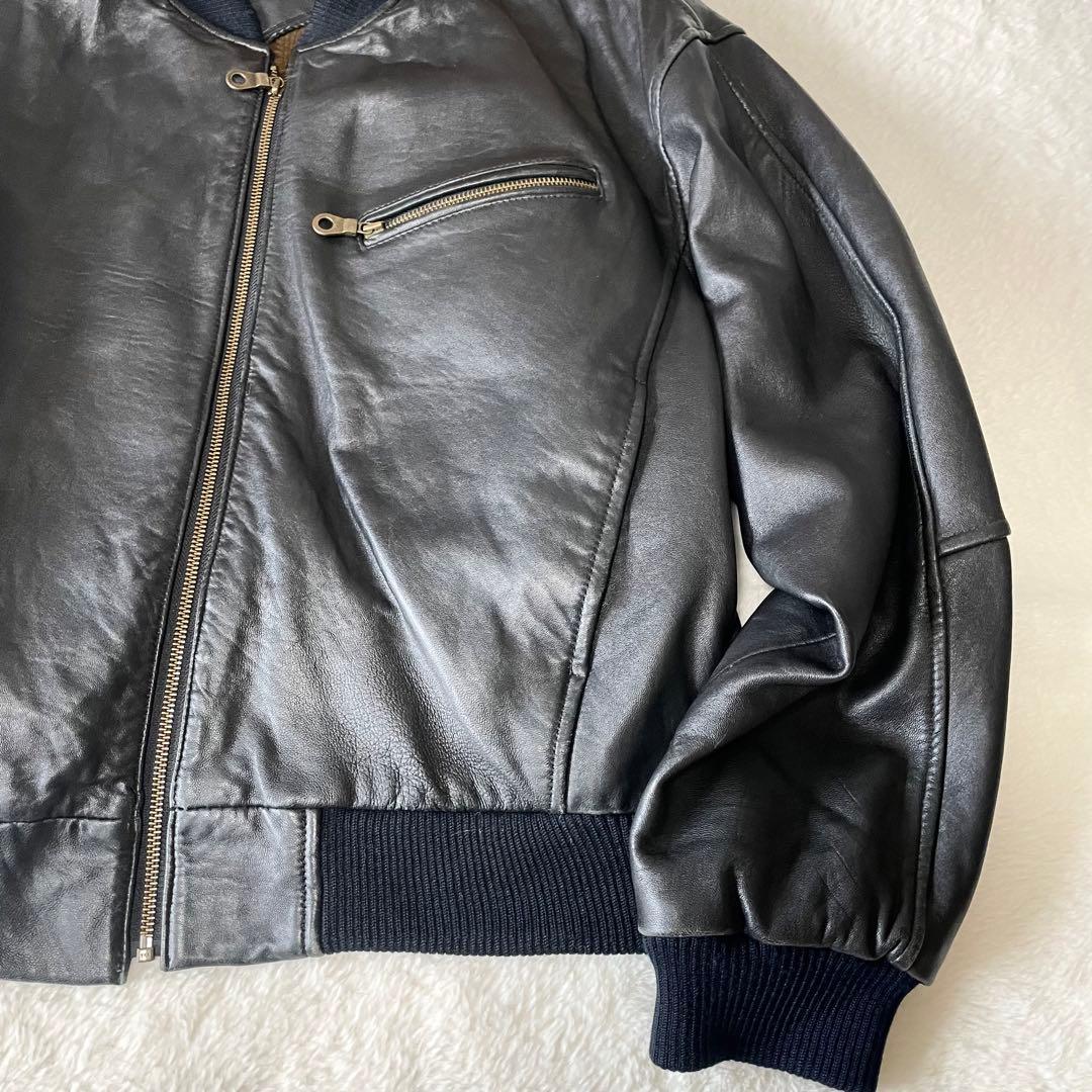 【3L相当】BARISAL 羊革　裏地総柄　 A-2 フライトジャケット