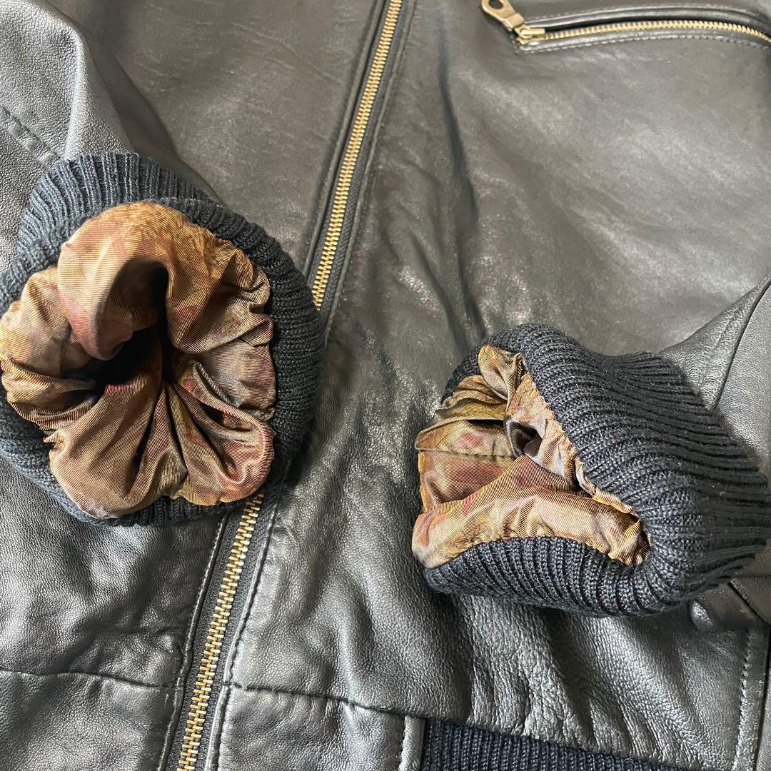 【3L相当】BARISAL 羊革　裏地総柄　 A-2 フライトジャケット