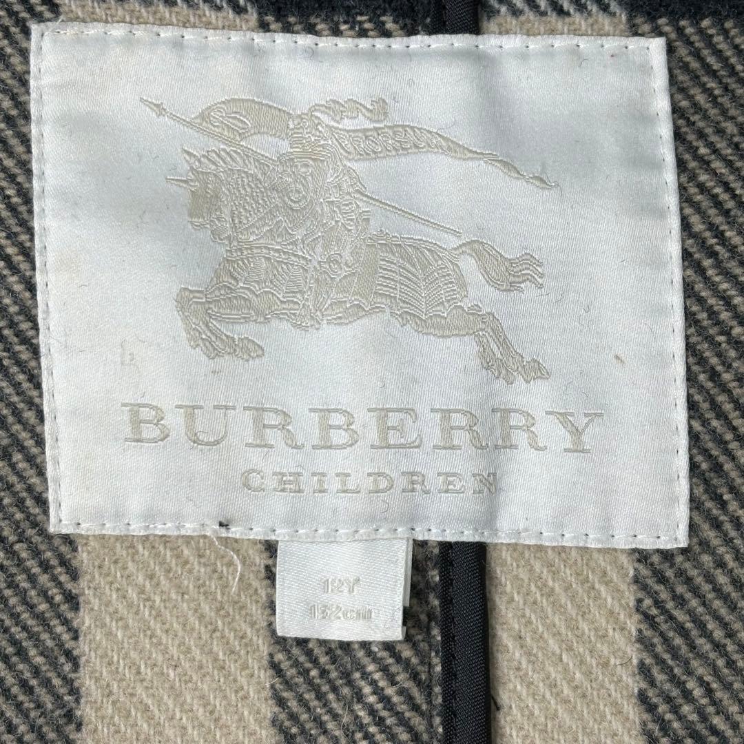 【美品】バーバリー　ダッフルコート　メガチェック　黒　ウール　Sサイズ相当