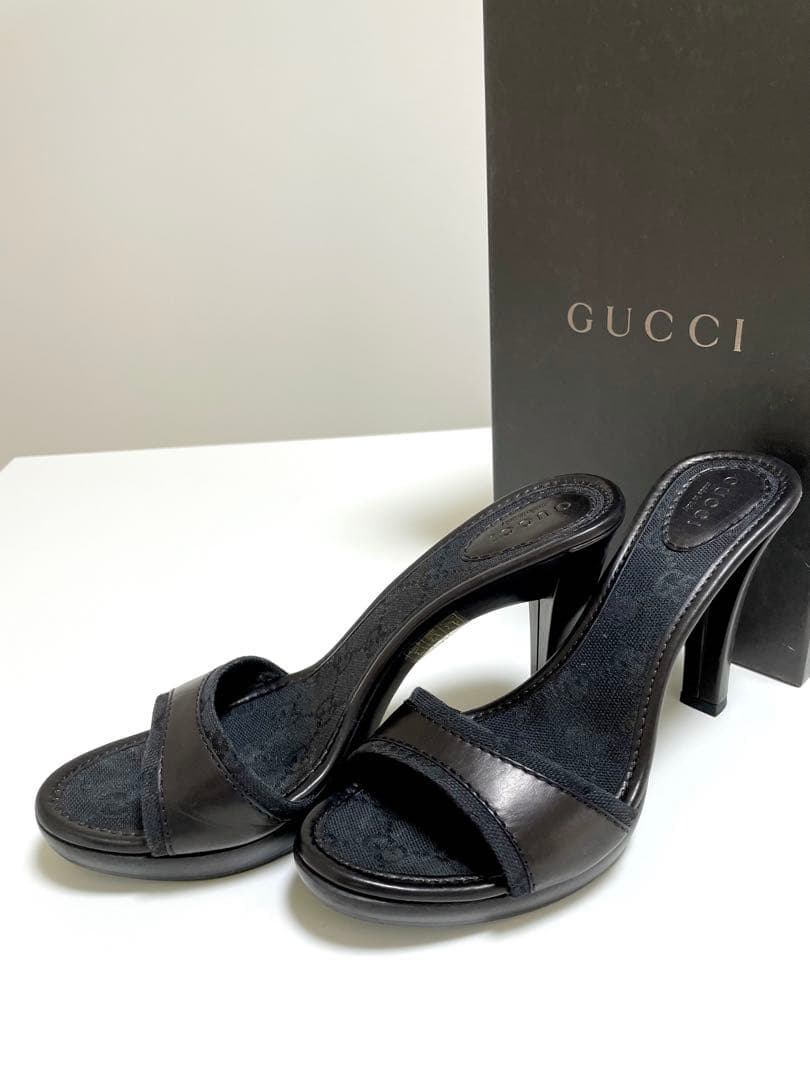 【美品】GUCCI ブラック ミュール 高ヒール