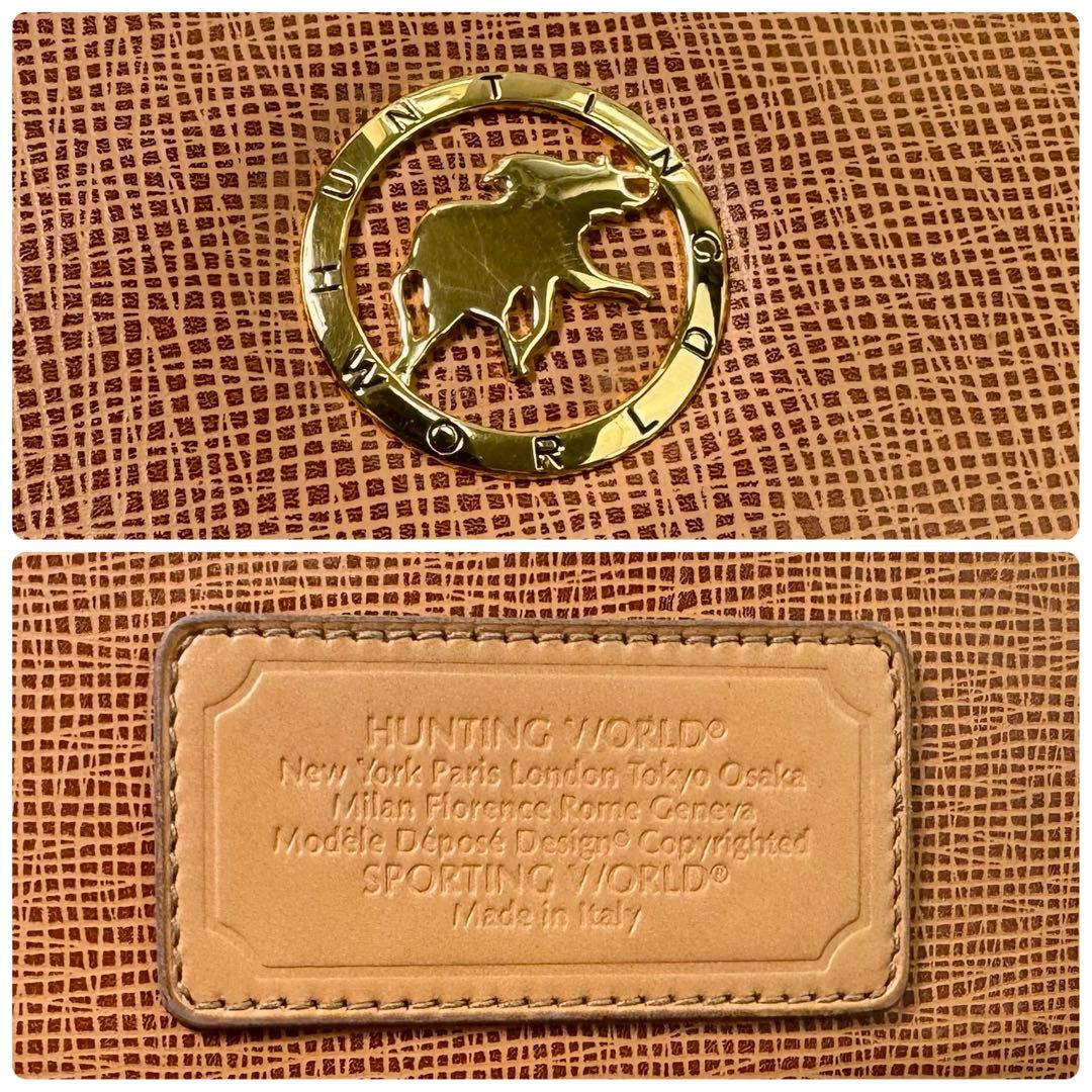 ハンティングワールド　メッセンジャーバッグ　斜め掛け　サファリ　ゴールド金具