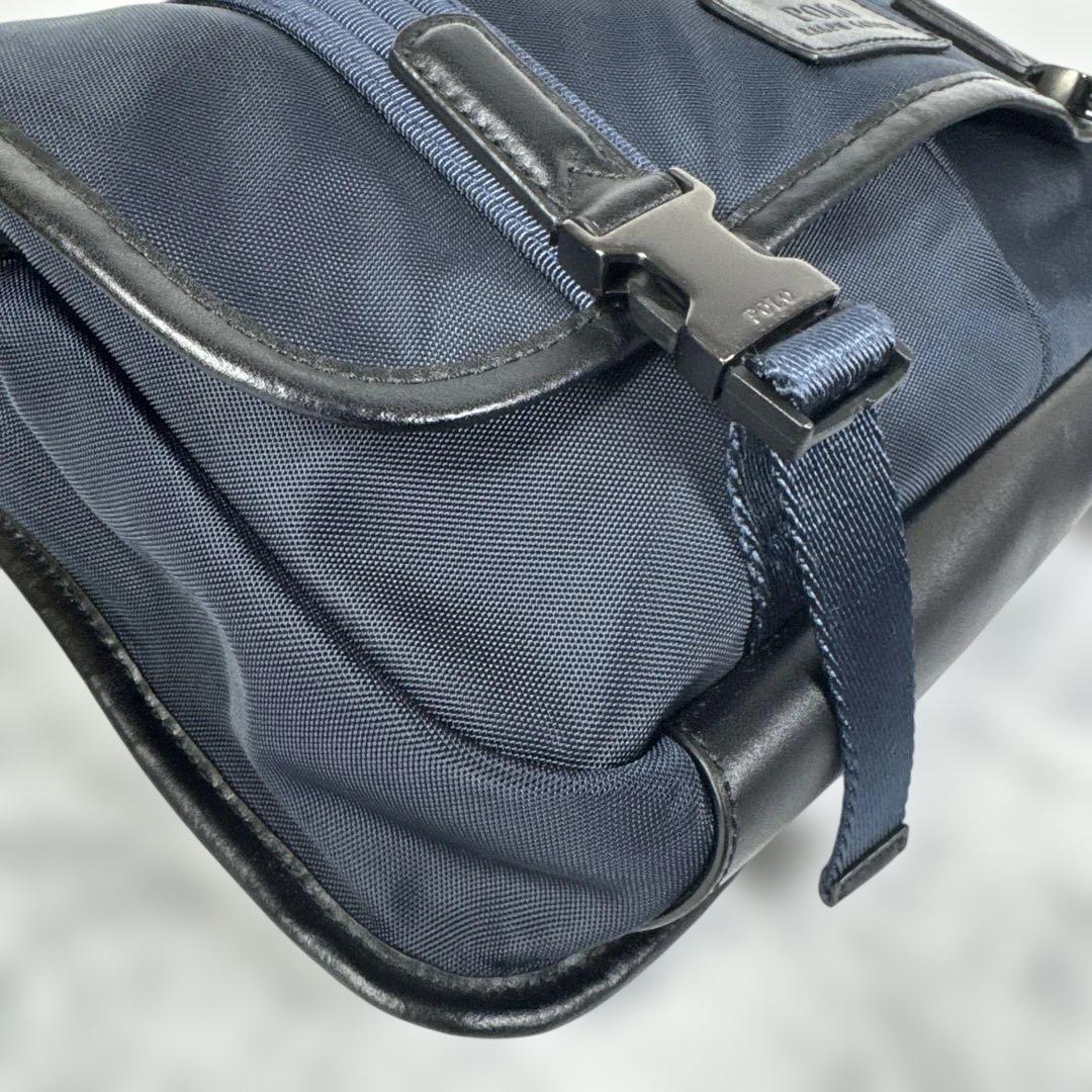 【美品✨】ポロ ラルフローレン メッセンジャーバッグ ショルダー レザー 紺系