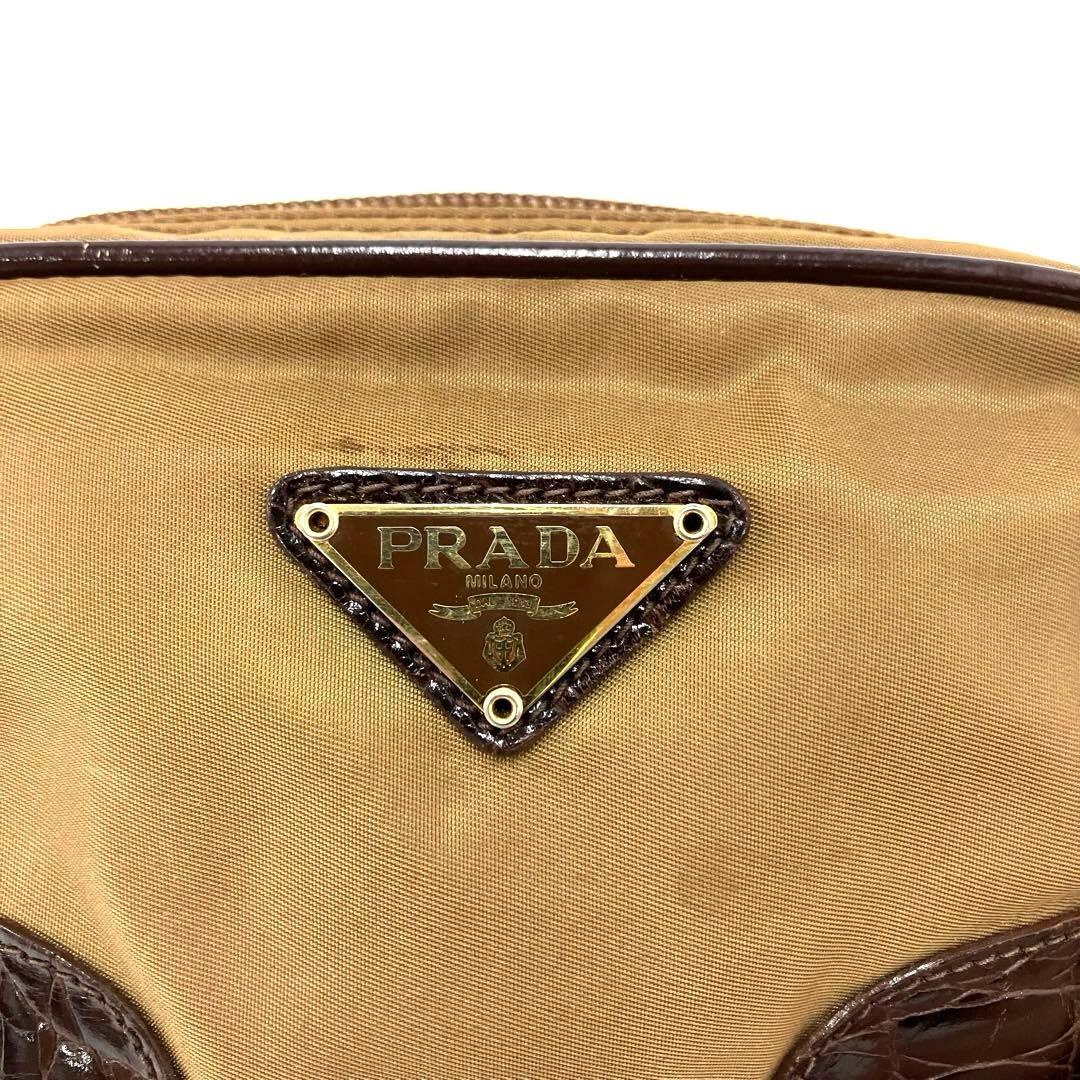 ヴィンテージ☆PRADA☆プラダ☆ウエストポーチ☆クロコ型押し☆ナイロン☆カーキ