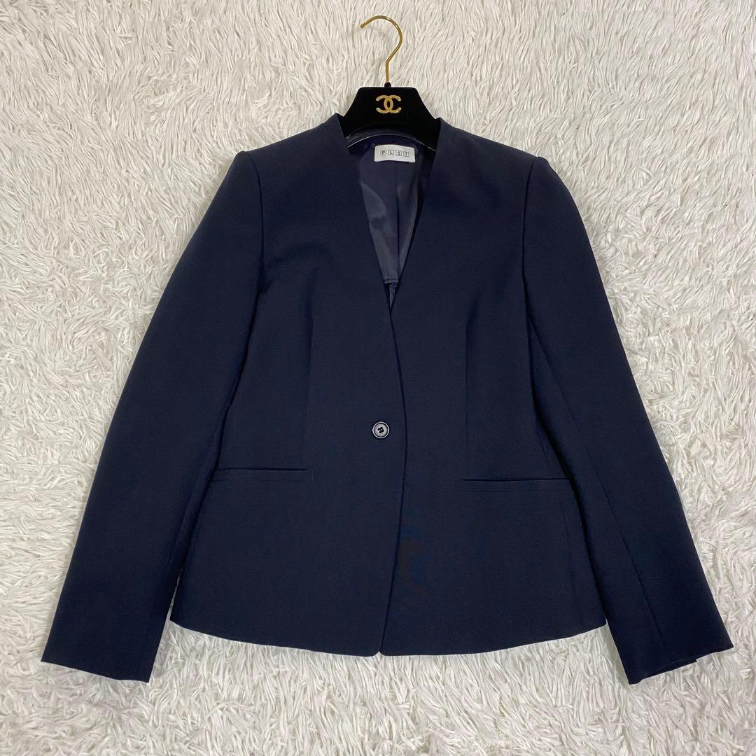 美品♡ プラステ セットアップ ノーカラージャケット パンツスーツ　ネイビー