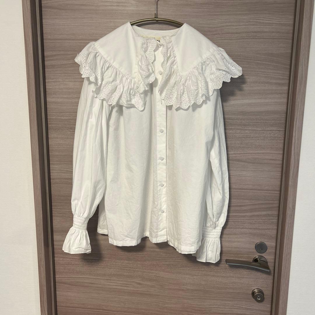 THE SHINZONE 25AW LACE COLLAR BLOUSEホワイト