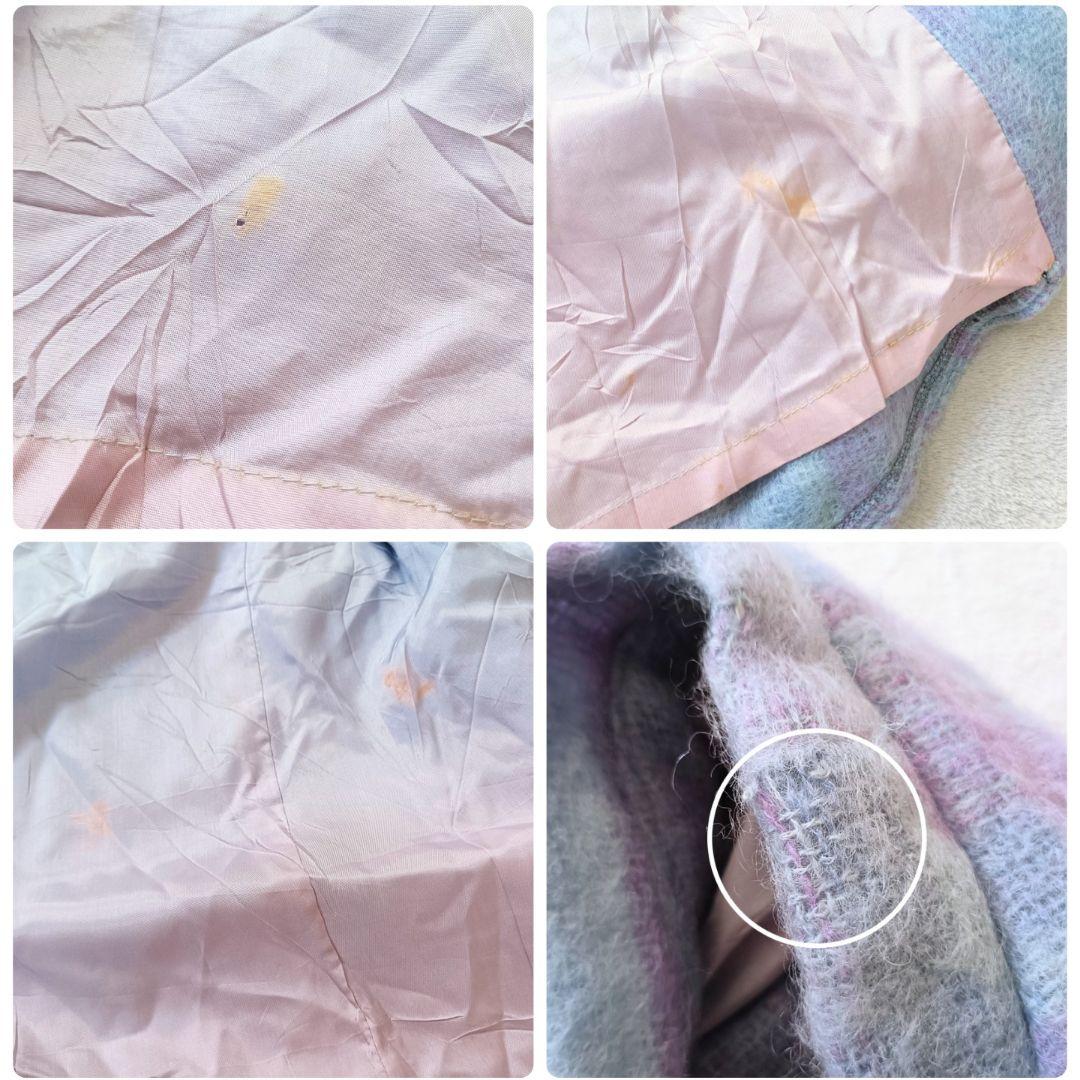 アイルランド製 モヘア混 チェック柄 ケープ風コート ヴィンテージ古着 ユーロ