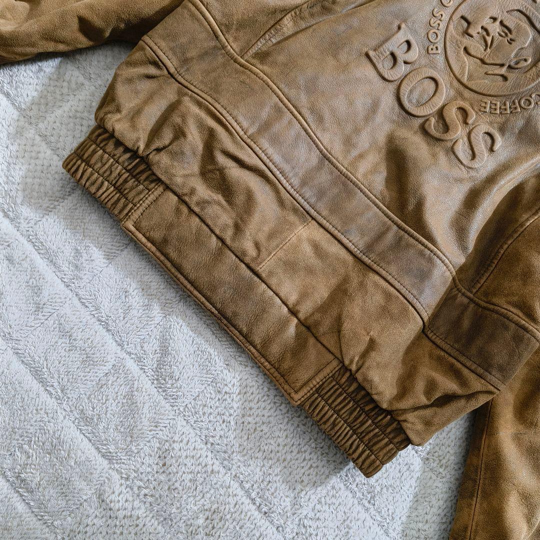 希少 本革 リアルレザー サントリー ボスジャン A-2 レザージャケット M