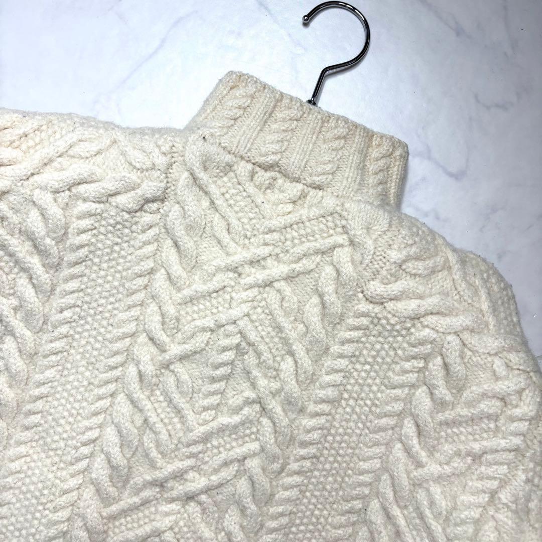ローレンラルフローレン アランニット ケーブル 梳毛ウール アイボリー M