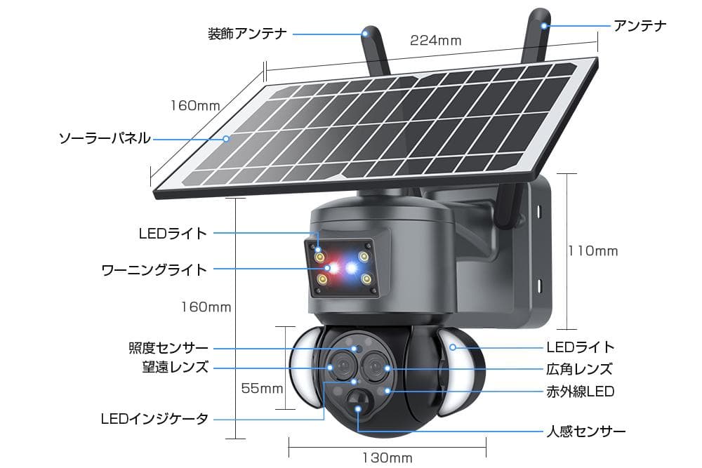 電源不要 60906防犯ソーラーバッテリーセキュリティカメラ　BDSC-12X①