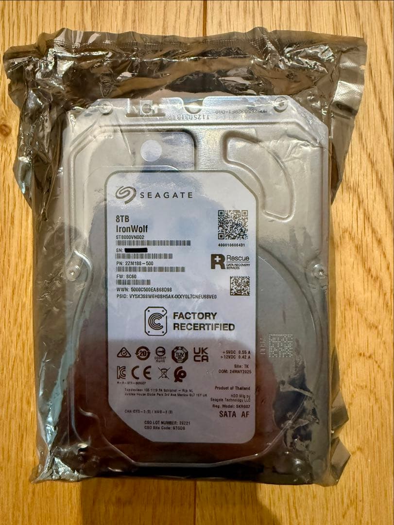 【未開封】SEAGATE 8TB IronWolf 【保証あり】HDD