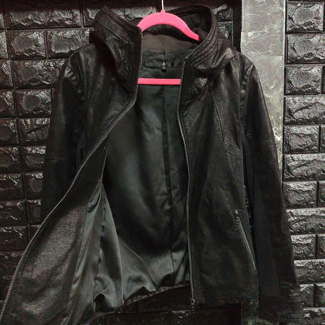 良品　ノーアイディー　レザースエード　フーデッドジャケット