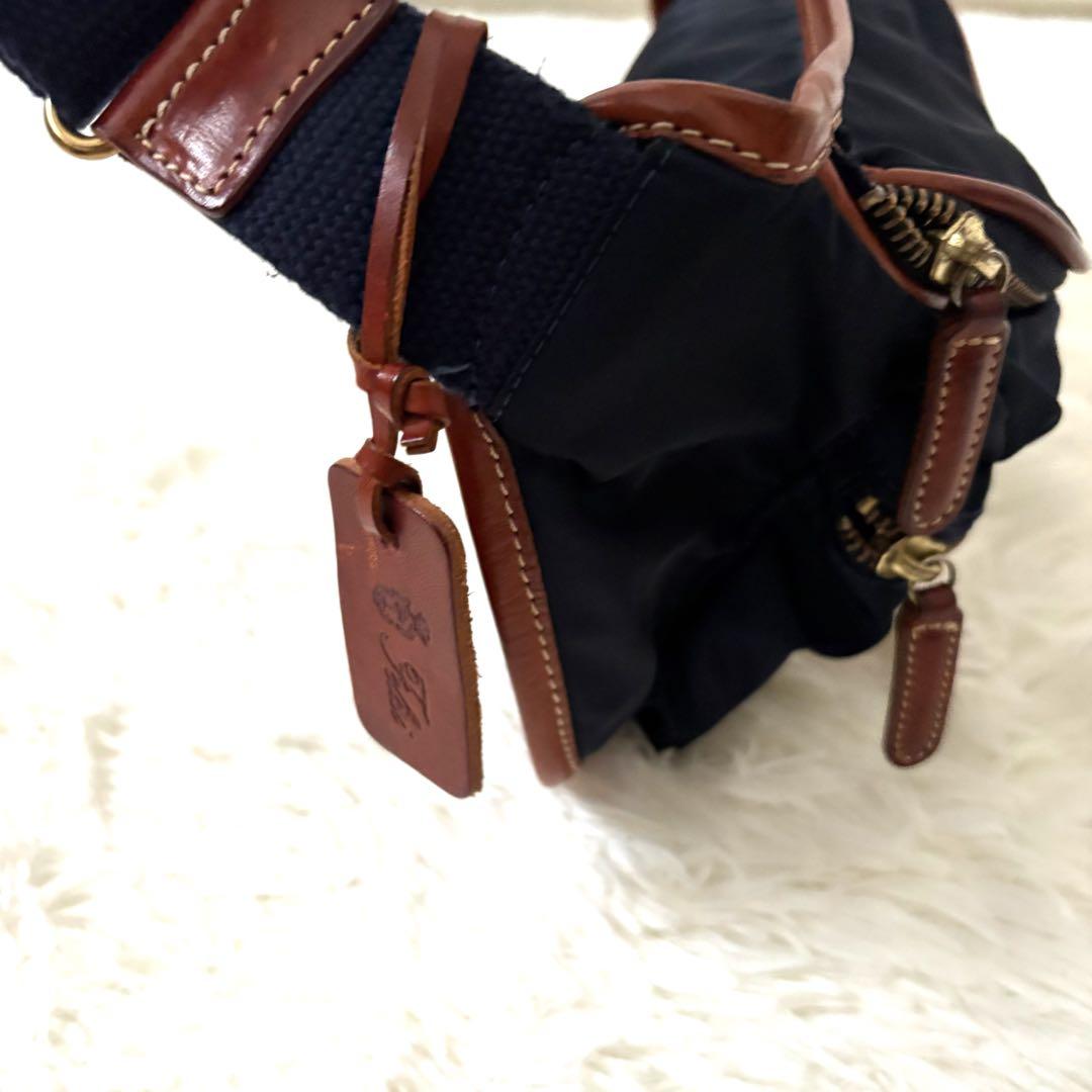 極美品✨felisi フェリージ　ウエストポーチ　ナイロン　レザー　紺　799