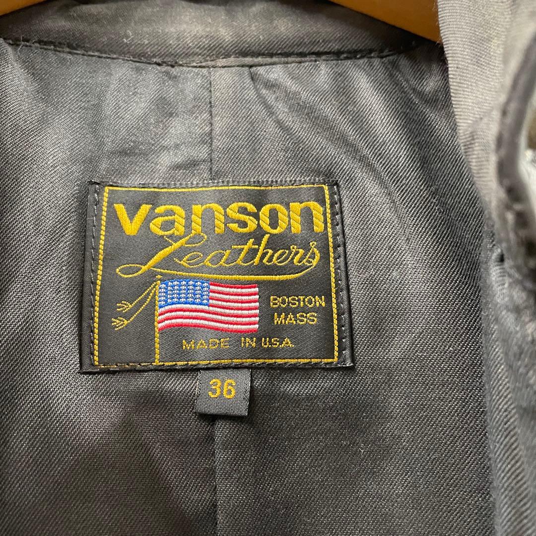 【U62】 訳あり VANSON バンソン レザージャケット 36 ワッペン