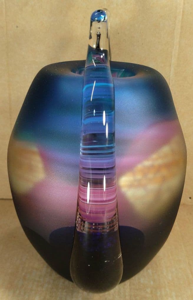 黒木国昭 手吹きガラス花器 銘:夢 共箱 栞 無傷美品 ガラス工芸